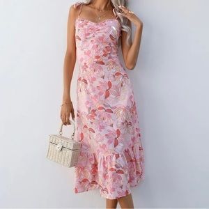 NWOT and Packaging SHEIN Floral Print Tie Shoulder Ruffle Hem Cami Dress